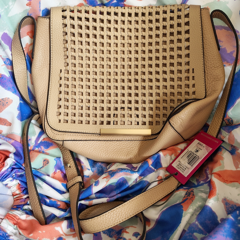 Vince Camuto Tan Woven Crossbody Bag